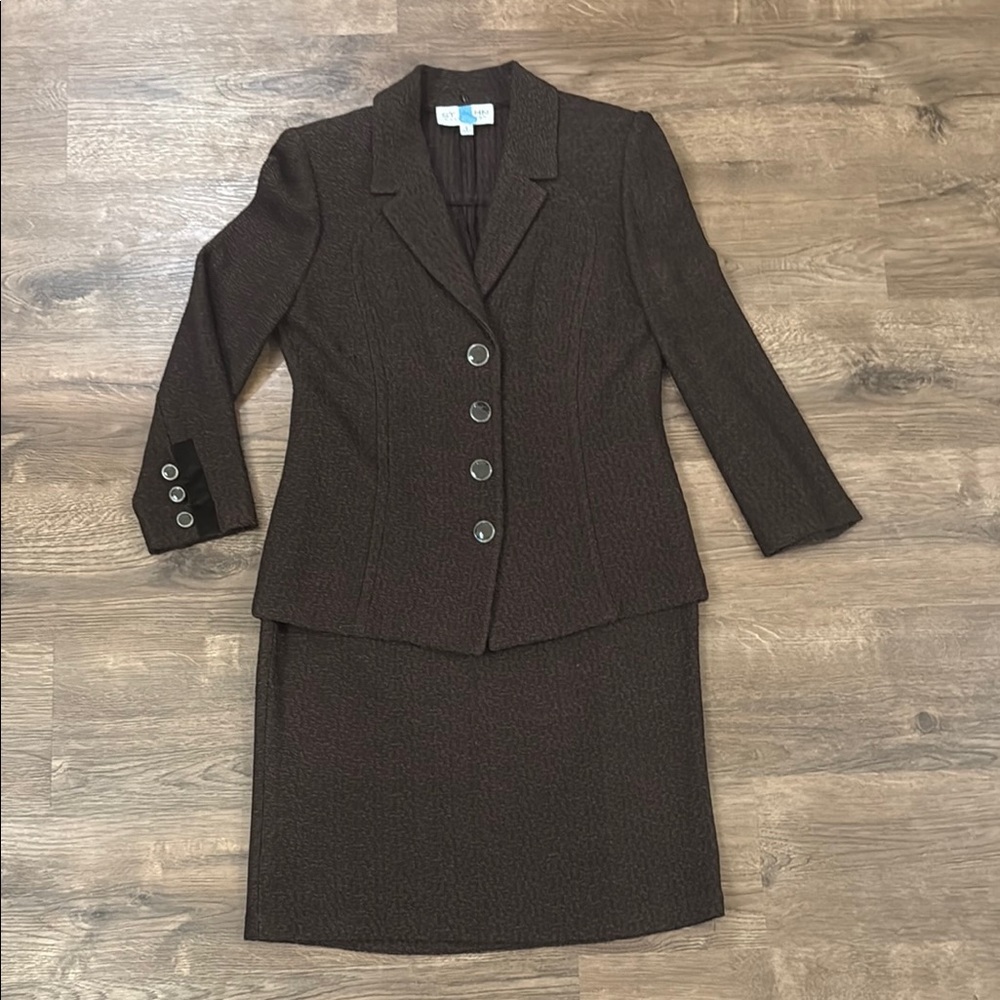 St. John Dark Brown Skirt Set